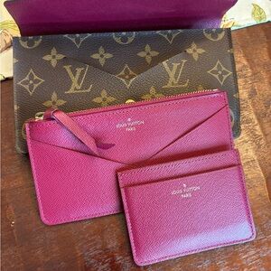 Louis Vuitton Brown and Pink Wallet Trio
